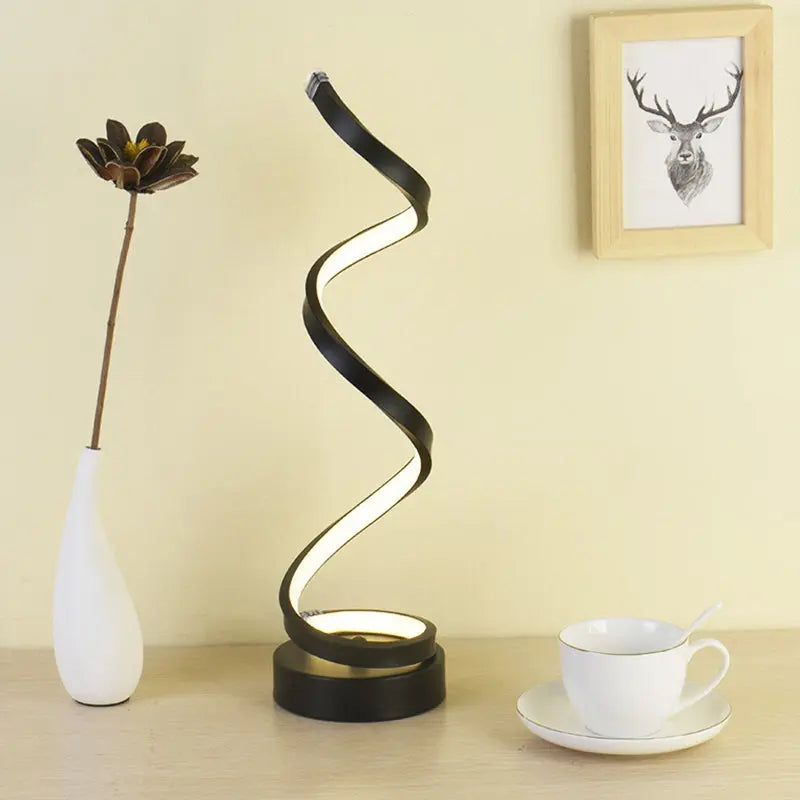 Modern Spiral Ribbon LED Table Lamp – Sleek Metal Design | Warm White Light Aussiehomedecor