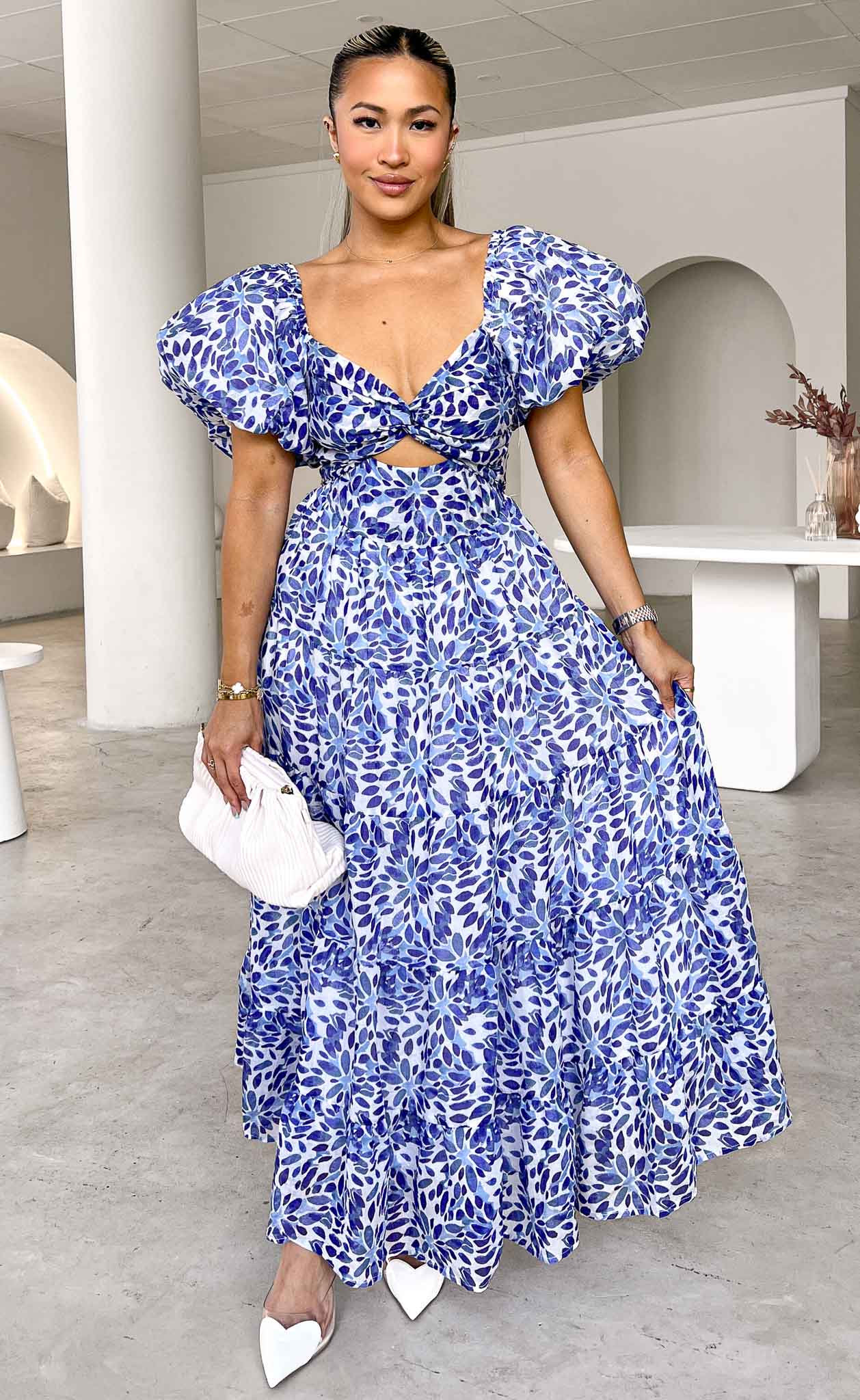 Bretta Maxi Dress - Blue Print Aussiehomedecor