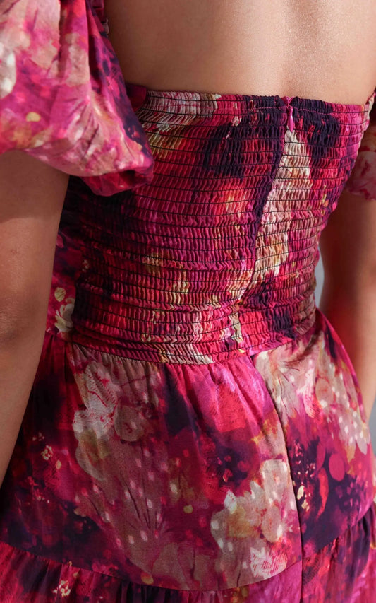 Bretta Maxi Dress - Plum Purple Floral Aussiehomedecor