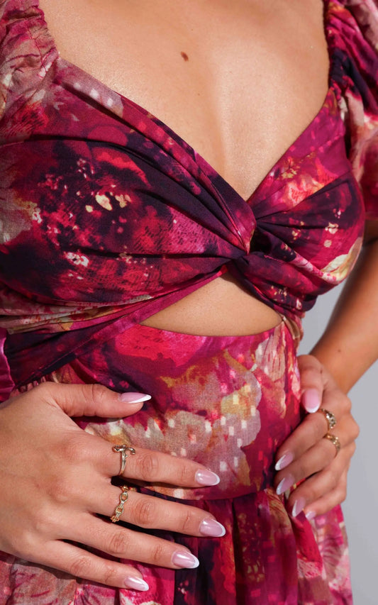 Bretta Maxi Dress - Plum Purple Floral Aussiehomedecor