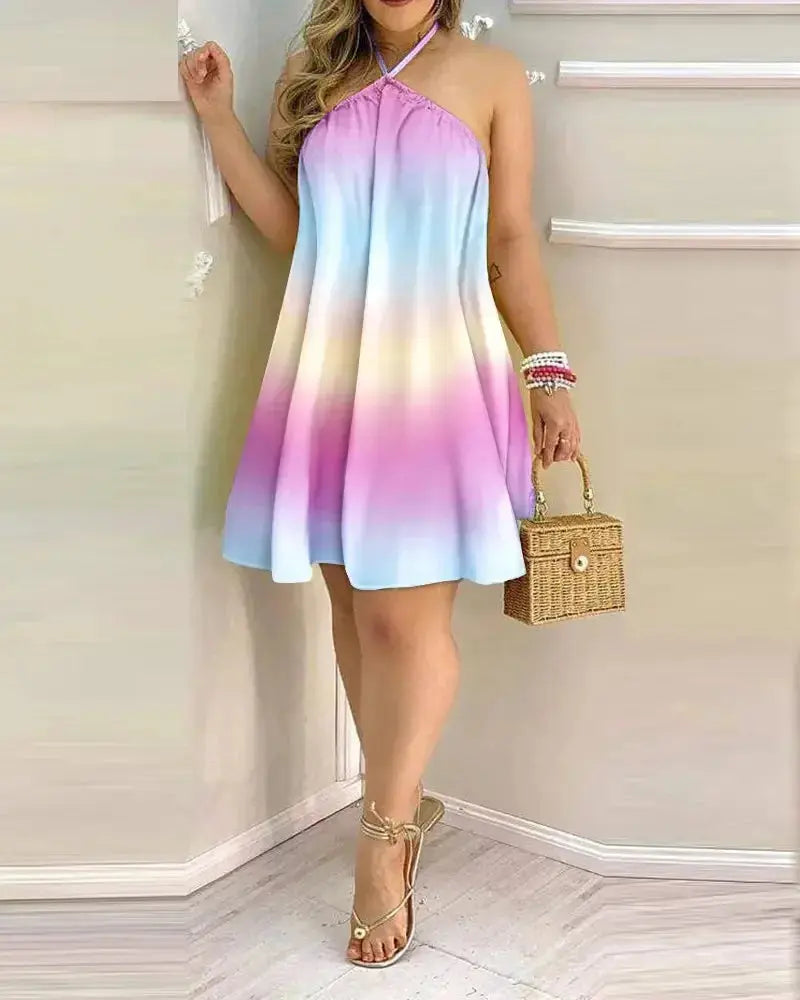 Daisy Floral Print Halter Neck Dress Shop1103676287 Store