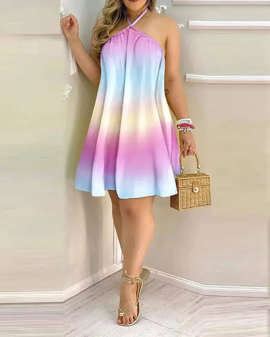 Daisy Floral Print Halter Neck Dress Shop1103676287 Store