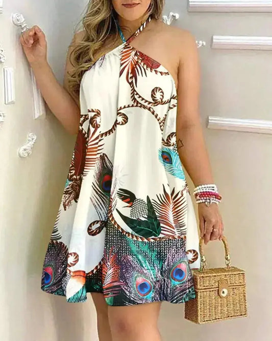 Daisy Floral Print Halter Neck Dress Shop1103676287 Store