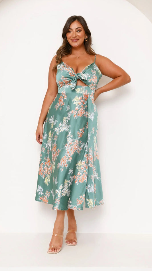 Dreamers Midi Dress - Green Floral Aussiehomedecpr