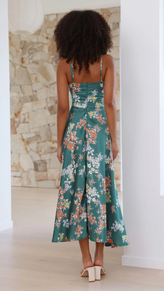 Dreamers Midi Dress - Green Floral Aussiehomedecpr