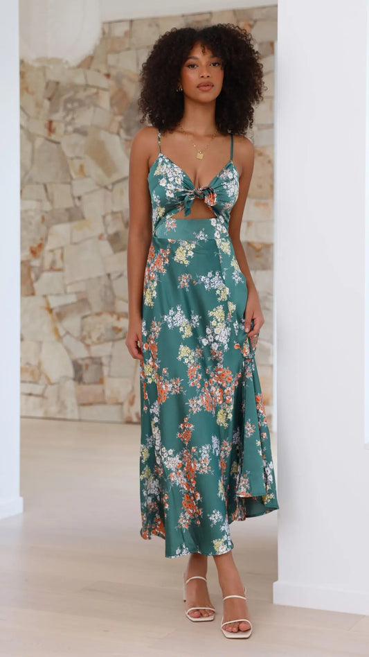 Dreamers Midi Dress - Green Floral Aussiehomedecpr