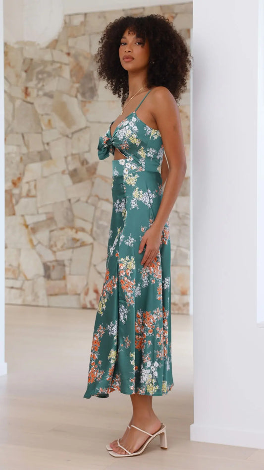 Dreamers Midi Dress - Green Floral Aussiehomedecpr