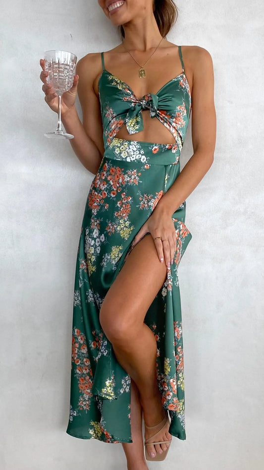 Dreamers Midi Dress - Green Floral Aussiehomedecpr