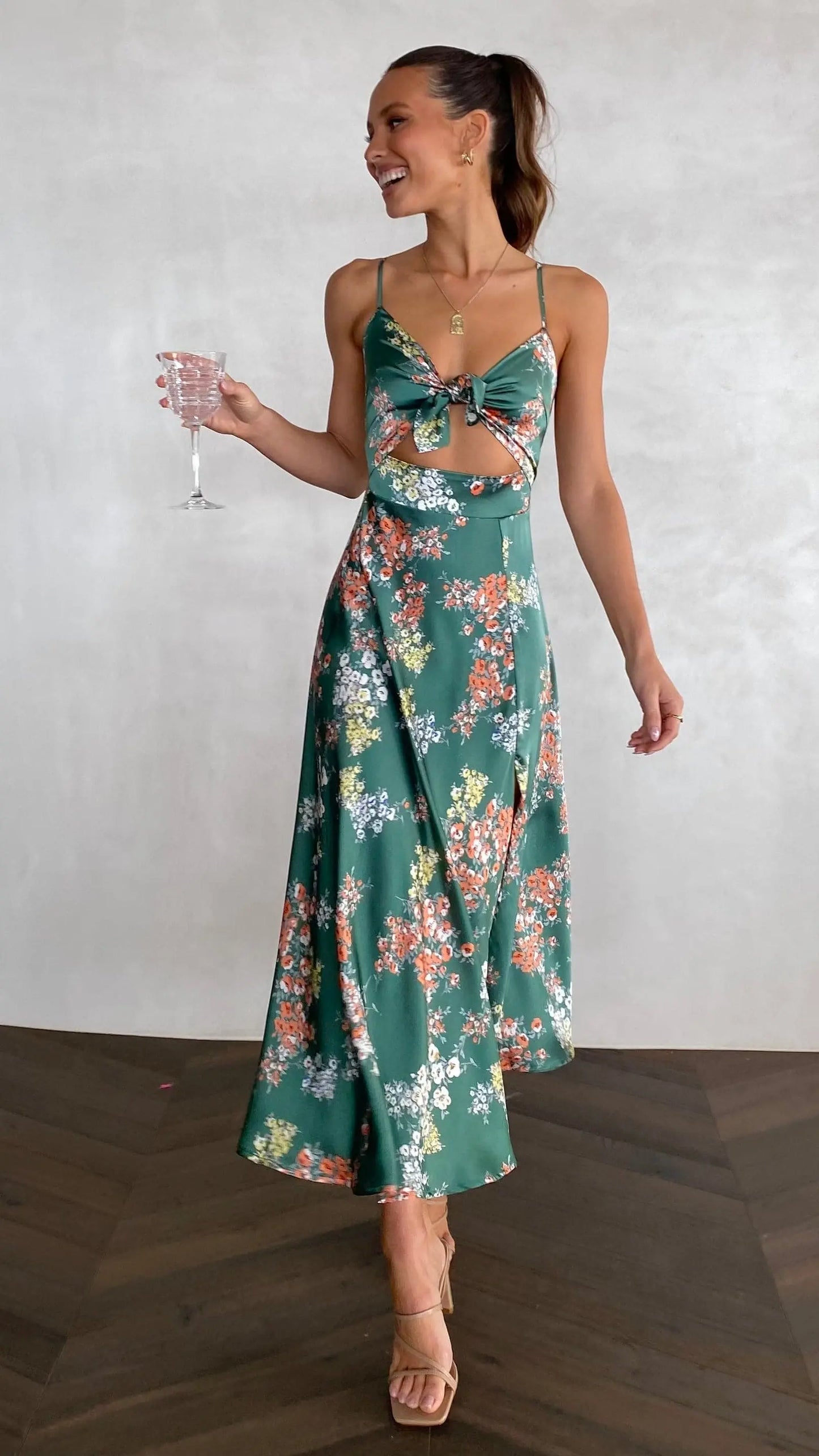 Dreamers Midi Dress - Green Floral Aussiehomedecpr