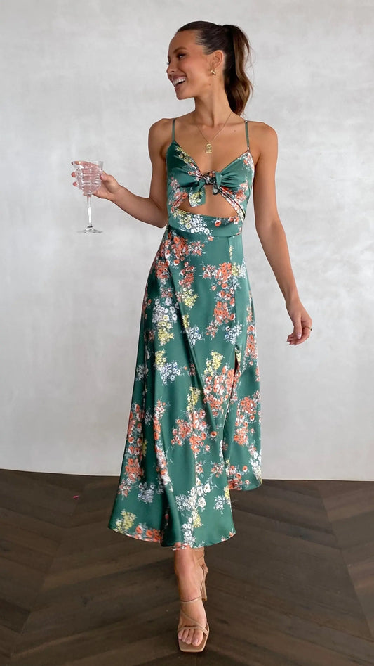 Dreamers Midi Dress - Green Floral Aussiehomedecpr