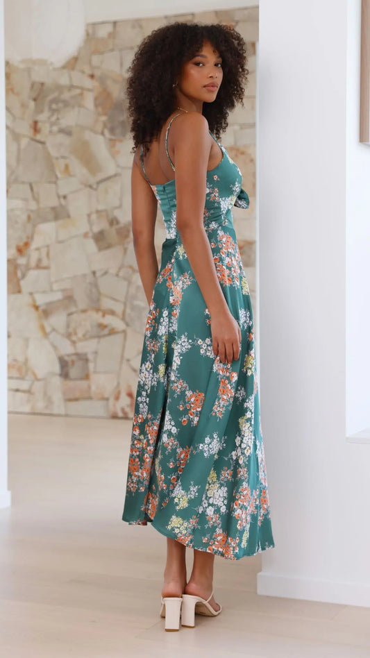 Dreamers Midi Dress - Green Floral Aussiehomedecpr
