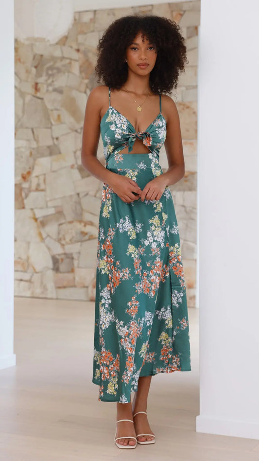 Dreamers Midi Dress - Green Floral Aussiehomedecpr