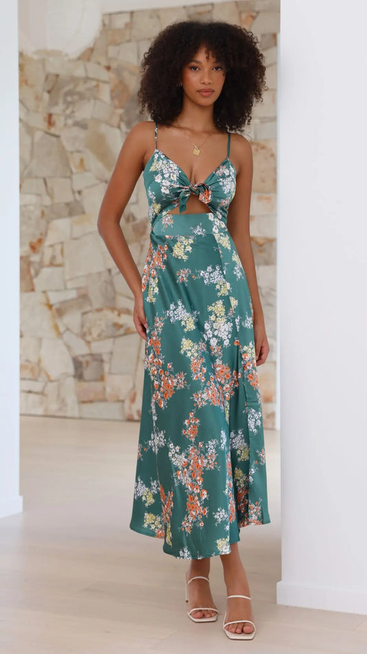 Dreamers Midi Dress - Green Floral Aussiehomedecpr