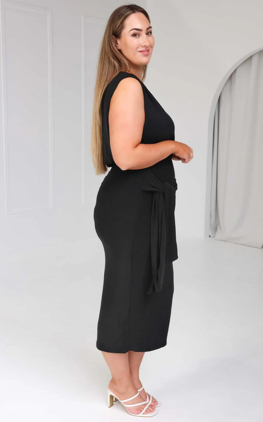 Kompre Midi Dress - Black Metallic Aussiehomedecor
