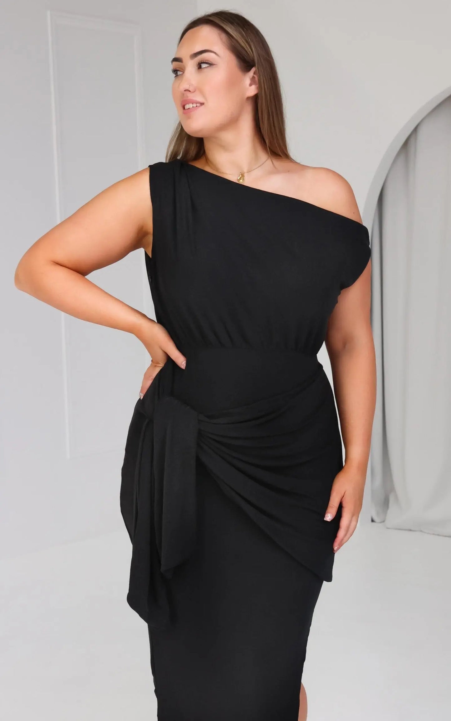 Kompre Midi Dress - Black Metallic Aussiehomedecor