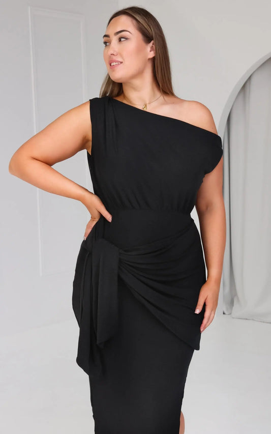 Kompre Midi Dress - Black Metallic Aussiehomedecor