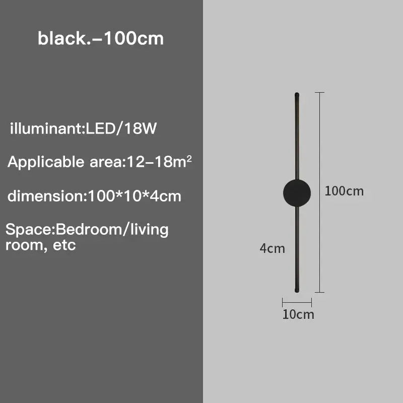 LinéaLux Modern Black I-Shaped LED Wall Light – Sleek Interior Lighting FRPY Lighting Store Store