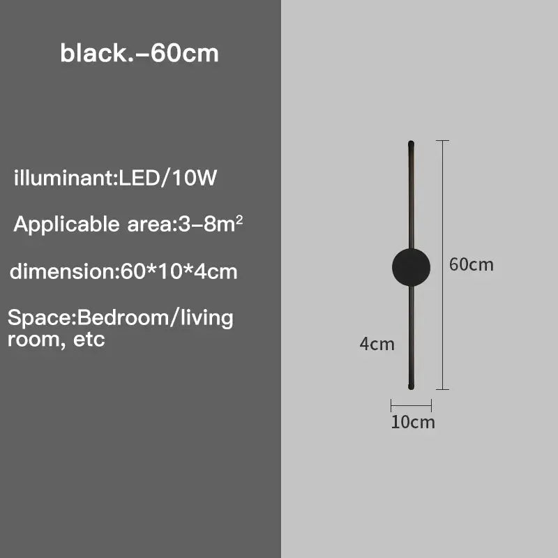 LinéaLux Modern Black I-Shaped LED Wall Light – Sleek Interior Lighting FRPY Lighting Store Store