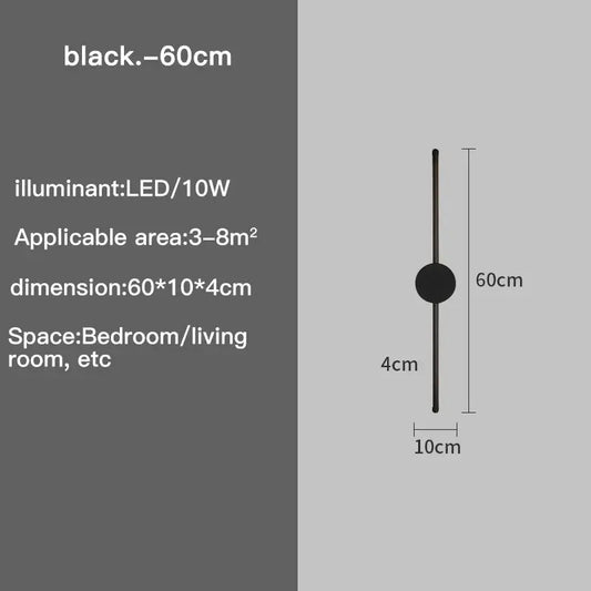 LinéaLux Modern Black I-Shaped LED Wall Light – Sleek Interior Lighting FRPY Lighting Store Store
