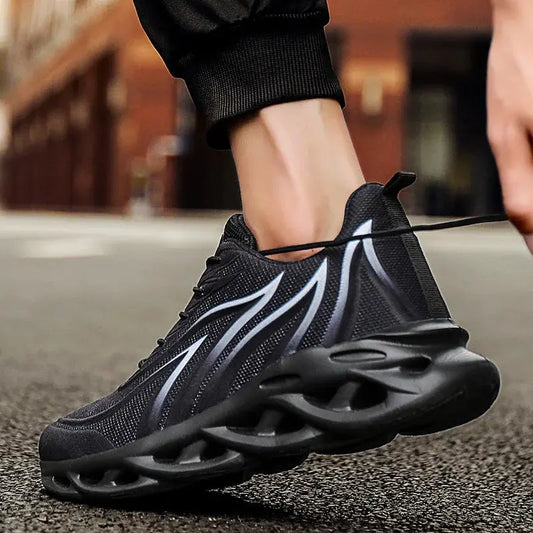 Men's Cushioned Running Shoes - Flame Printed Flying Weave Sports Sneakers AIRAVATA YCX Store