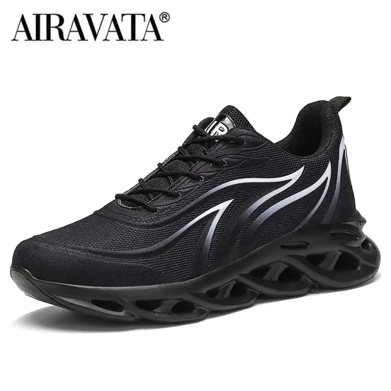 Men's Cushioned Running Shoes - Flame Printed Flying Weave Sports Sneakers AIRAVATA YCX Store