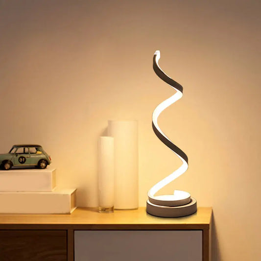 Modern Spiral Ribbon LED Table Lamp – Sleek Metal Design  | Warm White Light Aussiehomedecor