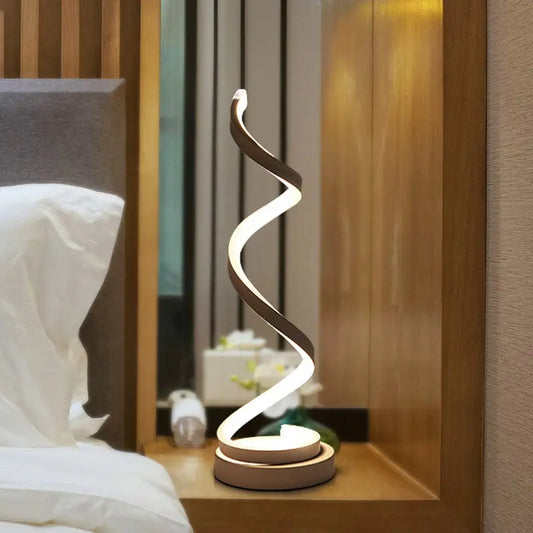 Modern Spiral Ribbon LED Table Lamp – Sleek Metal Design  | Warm White Light Aussiehomedecor