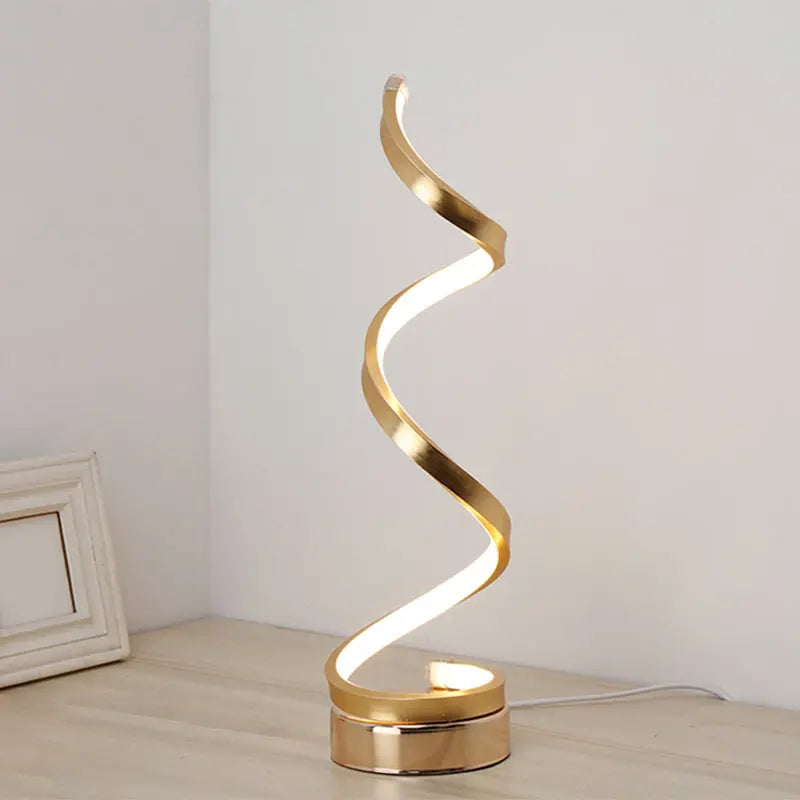 Modern Spiral Ribbon LED Table Lamp – Sleek Metal Design  | Warm White Light Aussiehomedecor