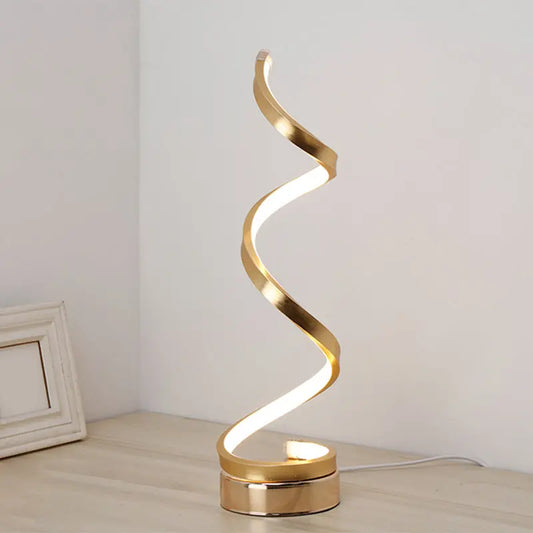 Modern Spiral Ribbon LED Table Lamp – Sleek Metal Design  | Warm White Light Aussiehomedecor