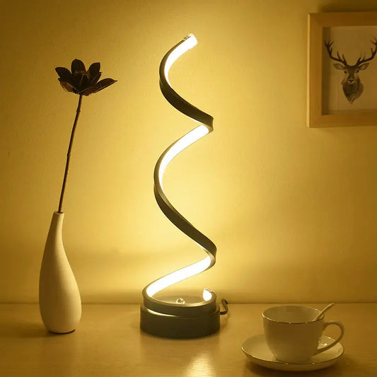 Modern Spiral Ribbon LED Table Lamp – Sleek Metal Design  | Warm White Light Aussiehomedecor