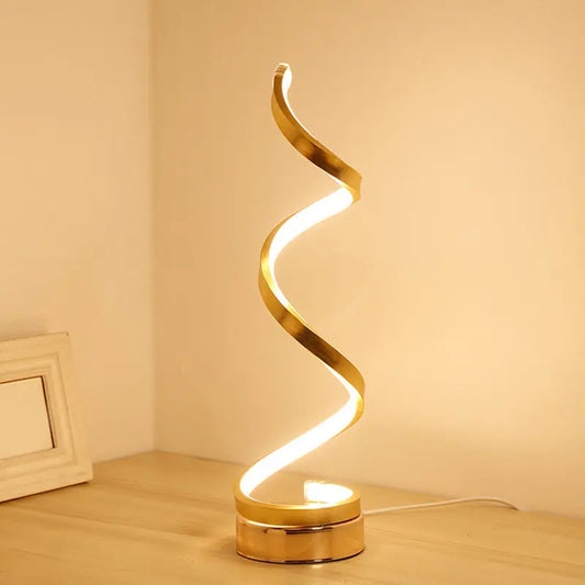 Modern Spiral Ribbon LED Table Lamp – Sleek Metal Design  | Warm White Light Aussiehomedecor