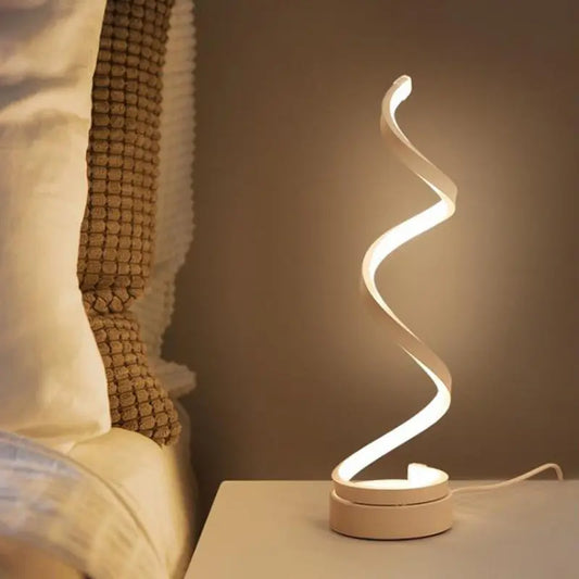 Modern Spiral Ribbon LED Table Lamp – Sleek Metal Design  | Warm White Light Aussiehomedecor