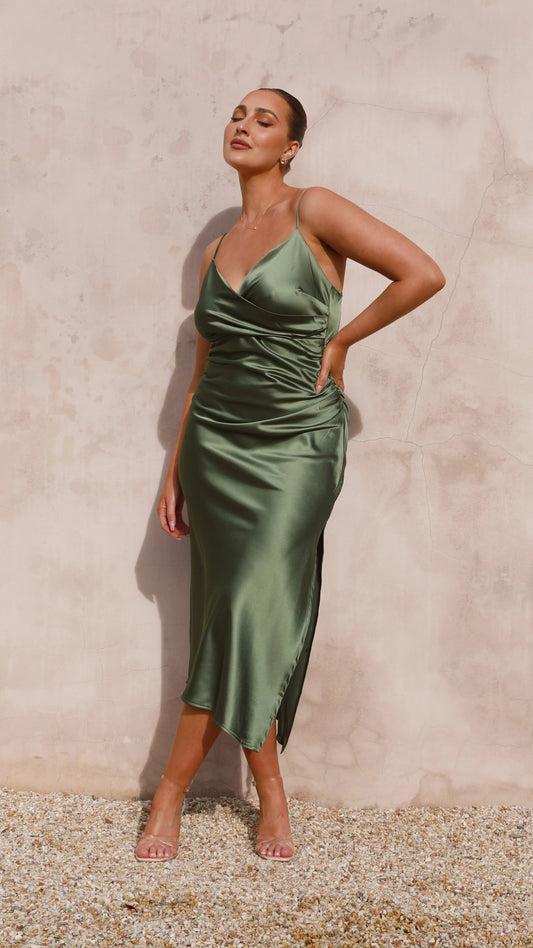 Monte Midi Dress - Olive Aussiehomedecor