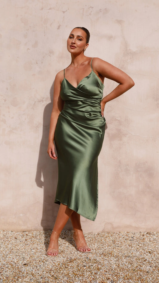 Monte Midi Dress - Olive Aussiehomedecor