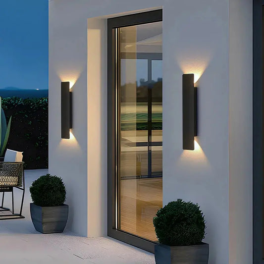 Outdoor Waterproof Wall Lamps Strip Aluminum Wall Lights 18W LED Black Wall Lamp Bedroom Exterior Outdoor Lighting Fixtures Aussiehomedecor