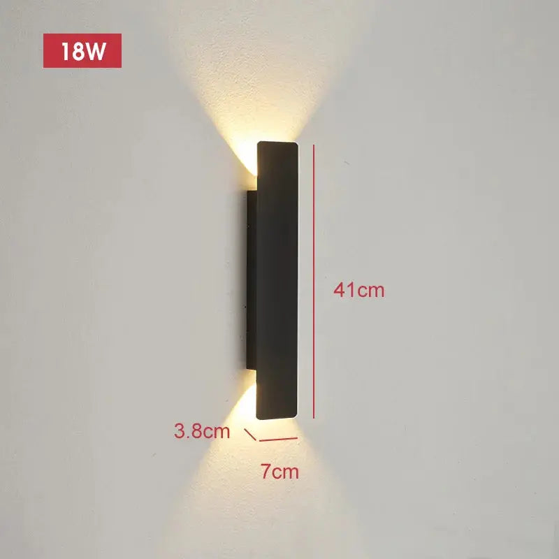 Outdoor Waterproof Wall Lamps Strip Aluminum Wall Lights 18W LED Black Wall Lamp Bedroom Exterior Outdoor Lighting Fixtures Aussiehomedecor