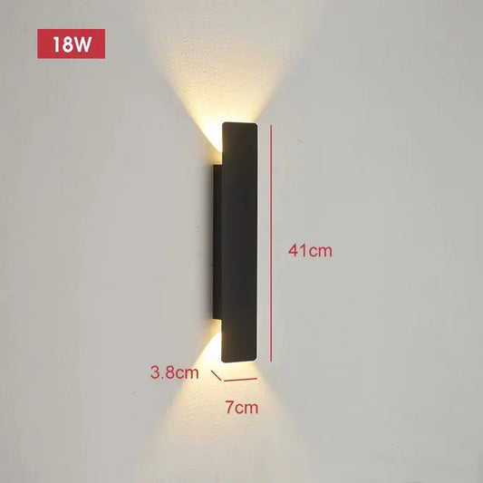 Outdoor Waterproof Wall Lamps Strip Aluminum Wall Lights 18W LED Black Wall Lamp Bedroom Exterior Outdoor Lighting Fixtures Aussiehomedecor