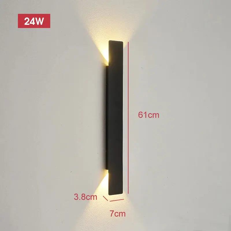 Outdoor Waterproof Wall Lamps Strip Aluminum Wall Lights 18W LED Black Wall Lamp Bedroom Exterior Outdoor Lighting Fixtures Aussiehomedecor
