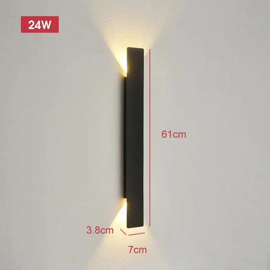 Outdoor Waterproof Wall Lamps Strip Aluminum Wall Lights 18W LED Black Wall Lamp Bedroom Exterior Outdoor Lighting Fixtures Aussiehomedecor