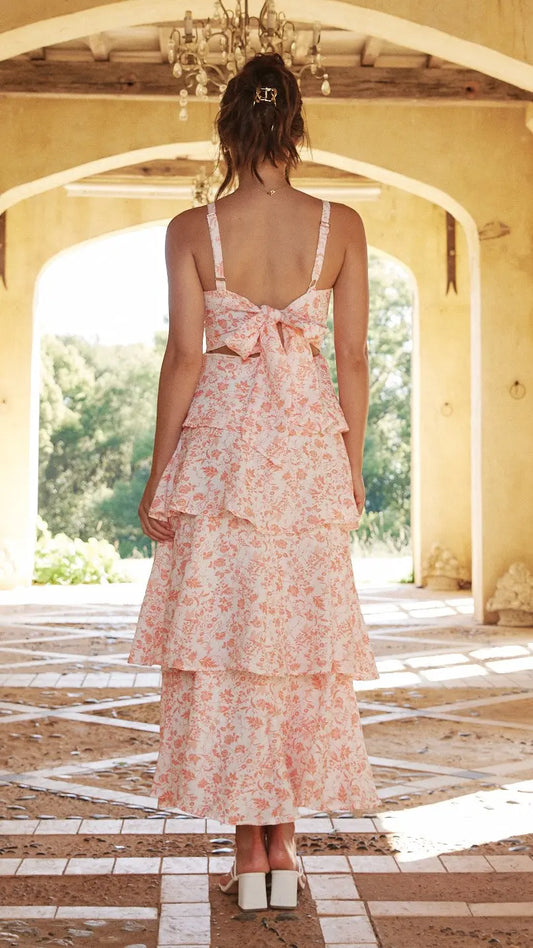 Page Maxi Dress - Peach Floral Aussiehomedecor