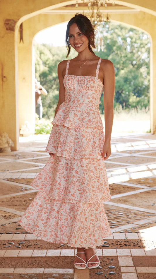 Page Maxi Dress - Peach Floral Aussiehomedecor