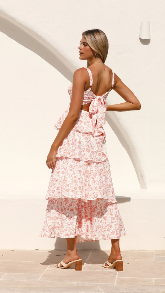 Page Maxi Dress - Peach Floral Aussiehomedecor