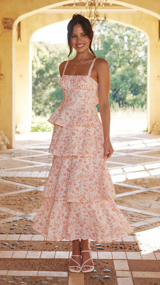 Page Maxi Dress - Peach Floral Aussiehomedecor