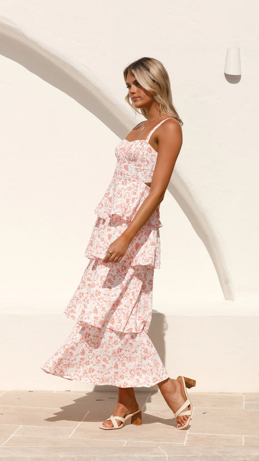 Page Maxi Dress - Peach Floral Aussiehomedecor