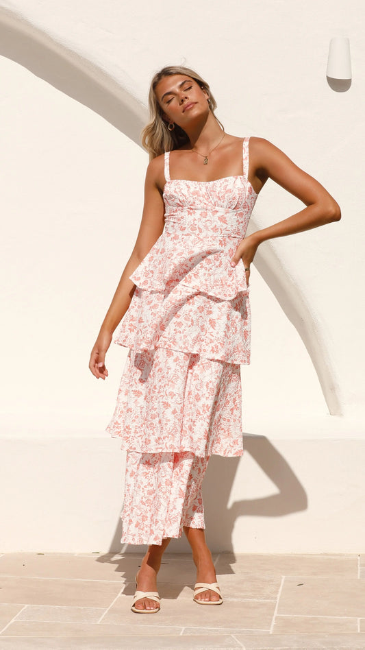 Page Maxi Dress - Peach Floral Aussiehomedecor