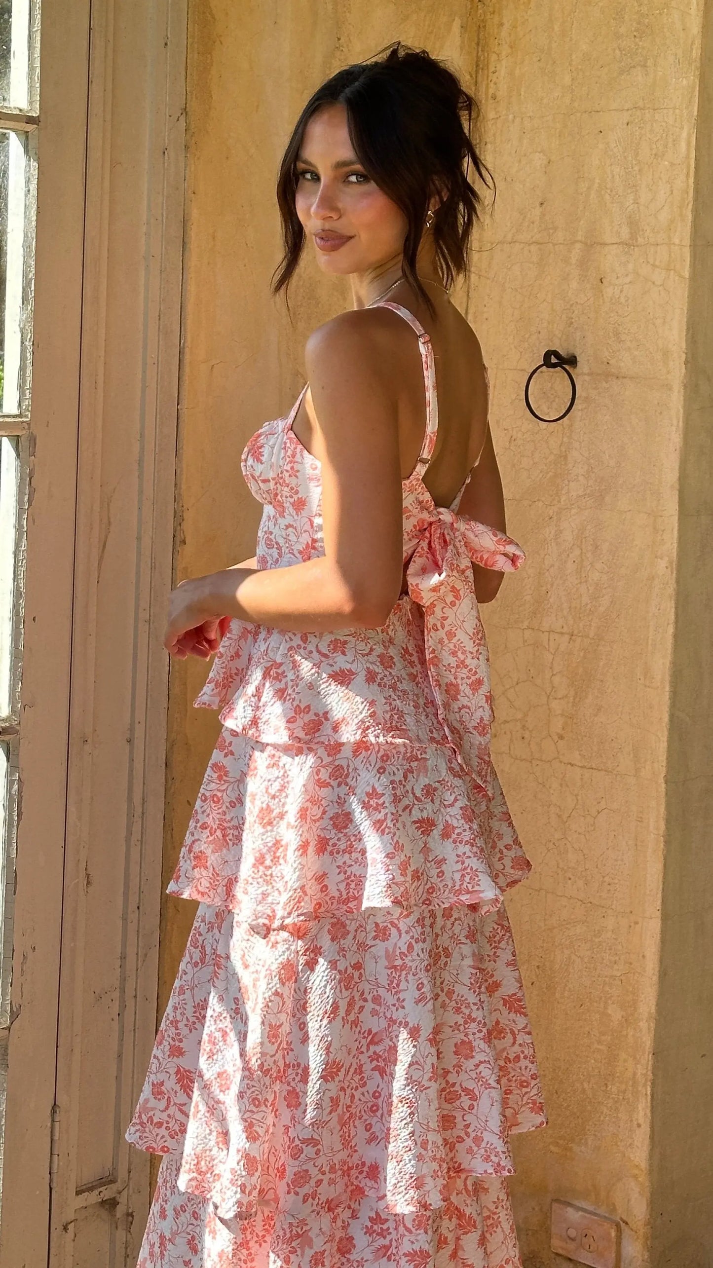 Page Maxi Dress - Peach Floral Aussiehomedecor