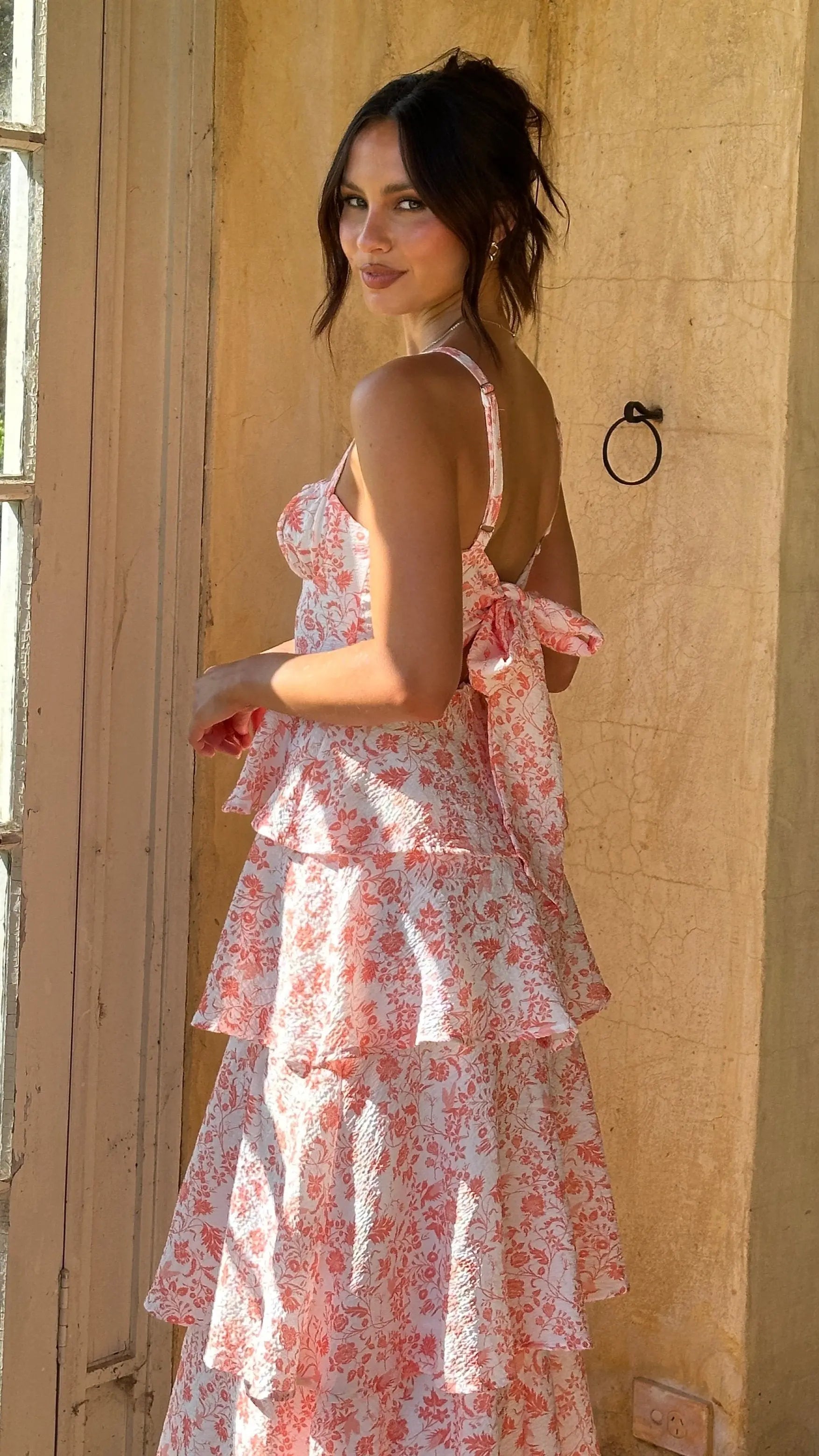 Page Maxi Dress - Peach Floral Aussiehomedecor