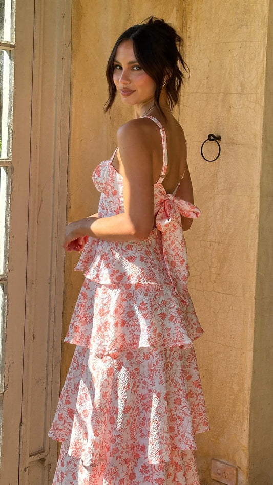 Page Maxi Dress - Peach Floral Aussiehomedecor