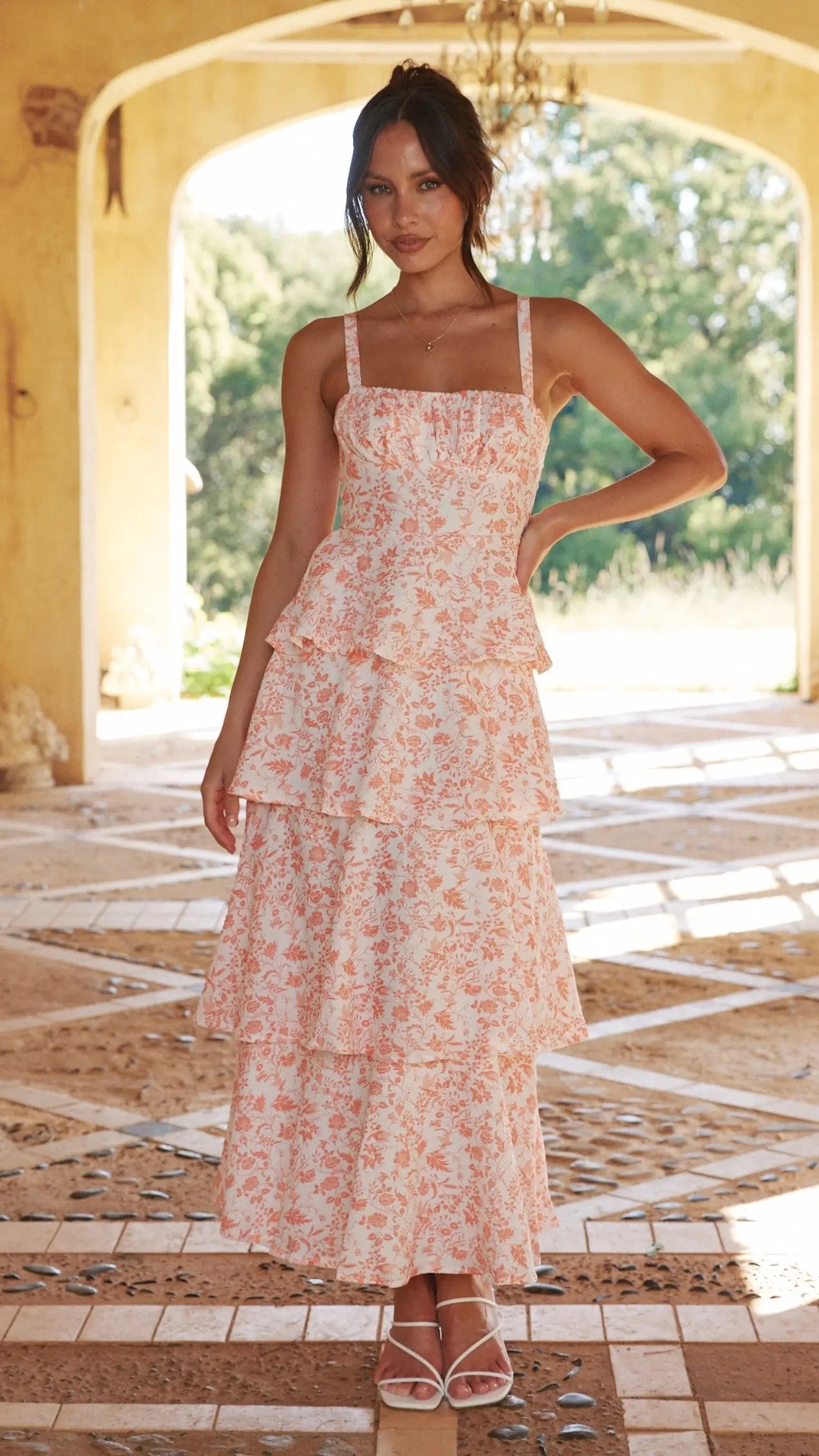 Page Maxi Dress - Peach Floral Aussiehomedecor