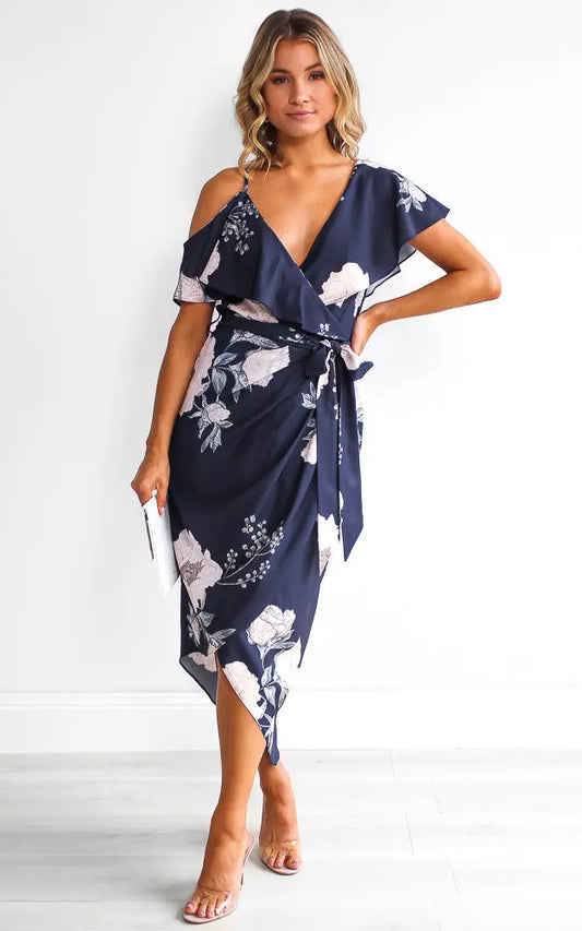 Portia Midi Dress - Navy Floral Aussiehomedecor